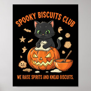 Spooky Biscuits Club Cat Funny Halloween Baking  Poster