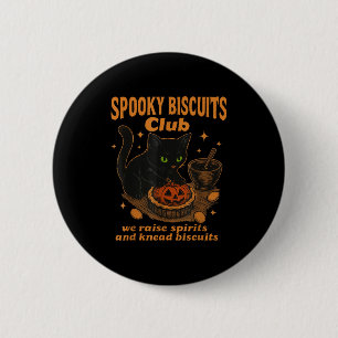 Spooky Biscuits Club Cat, Funny Halloween Baking T 6 Cm Round Badge