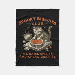 Spooky Biscuits Club Cat, Funny Halloween Baking T Fleece Blanket