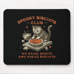 Spooky Biscuits Club Cat, Funny Halloween Baking T Mouse Mat