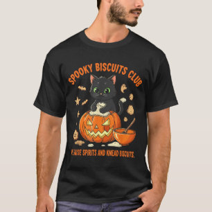 Spooky Biscuits Club Cat Funny Halloween Baking T-Shirt