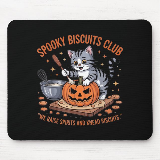 Spooky Biscuits Club Cat Funny Halloween Mouse Mat (Front)