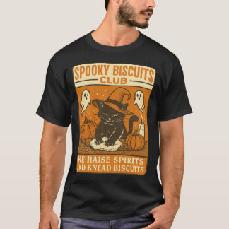 Spooky Biscuits Club Cat Halloween Funny Baking T-Shirt