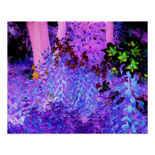 Spooky Black and Crimson Lily Garden Landscape Poster