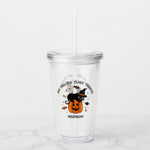 Spooky Black And Orange Halloween Acrylic Tumbler