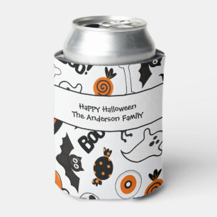 Spooky Black And Orange Halloween Party Can Cooler