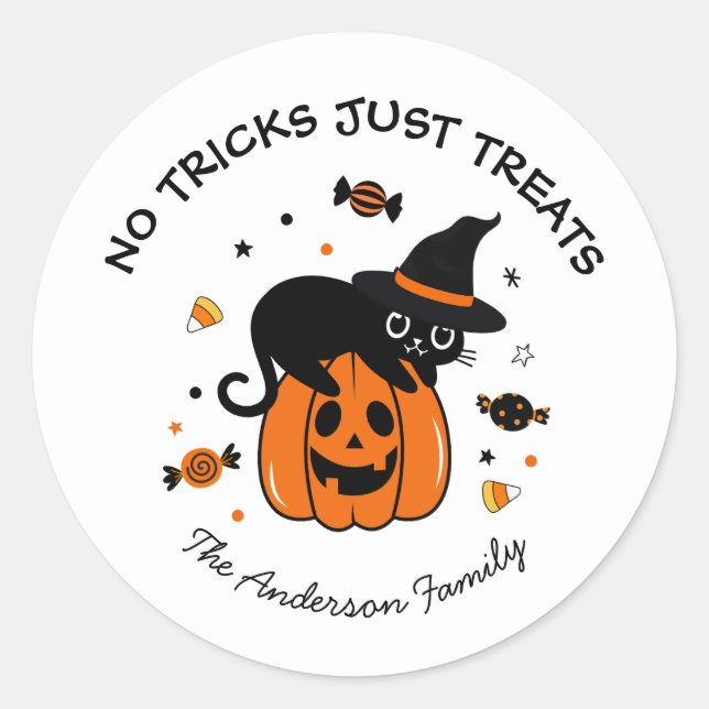 Spooky Black And Orange Halloween Party  Classic Round Sticker (Front)