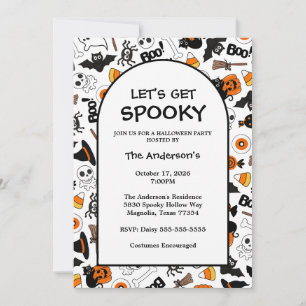 Spooky Black And Orange Halloween Party  Invitation