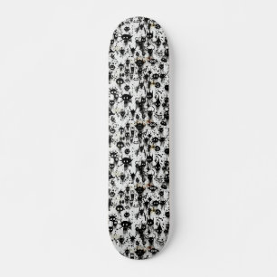 Spooky Black and White Abstract Horror Skateboard