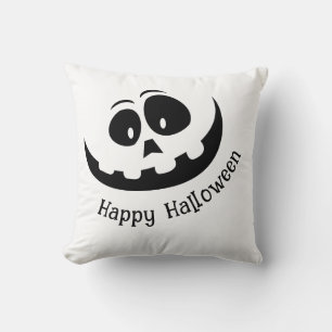 Spooky Black and White Happy Halloween Cushion