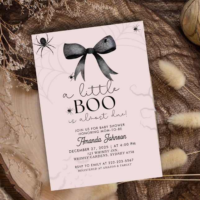 Spooky black bow and spiders baby Shower  Invitation (Creator Uploaded)