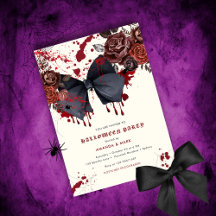 Spooky black bow Halloween Costume Invitation