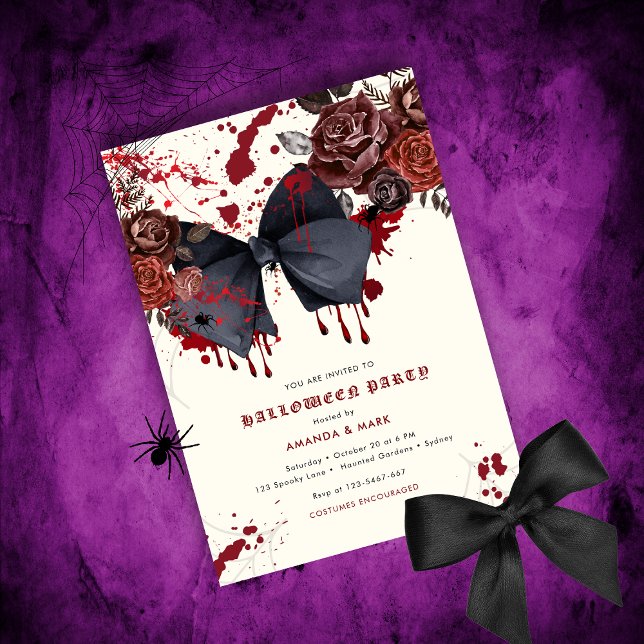 Spooky black bow Halloween Costume Invitation (Creator Uploaded)