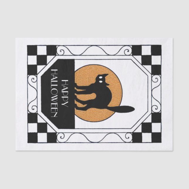 Spooky Black Cat - Art Deco Tissue Paper (Front)