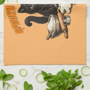 Spooky Black Cat Bakery Halloween BakingCookies Tea Towel