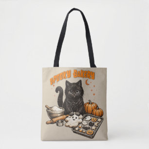 Spooky Black Cat Bakery Halloween BakingCookies Tote Bag