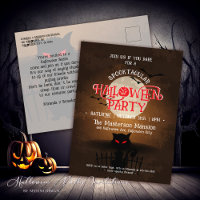 Spooky Black Cat Bats & Full Moon Halloween Invite