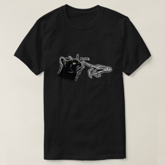 Spooky Black Cat Boop Skeleton Hand Halloween T-Shirt