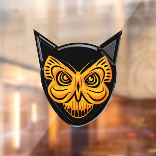 Spooky Black Cat Butterfly Skull Window Cling