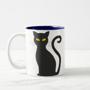 Spooky black cat coffee mug
