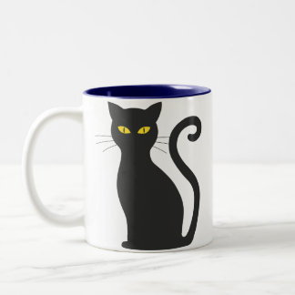 Spooky black cat coffee mug