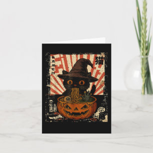 Spooky Black Cat Eating Ramen Japanese Halloween W Card
