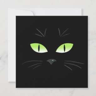 Spooky Black Cat Face Halloween Party Invitation