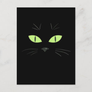 Spooky Black Cat Face Happy Halloween Postcard
