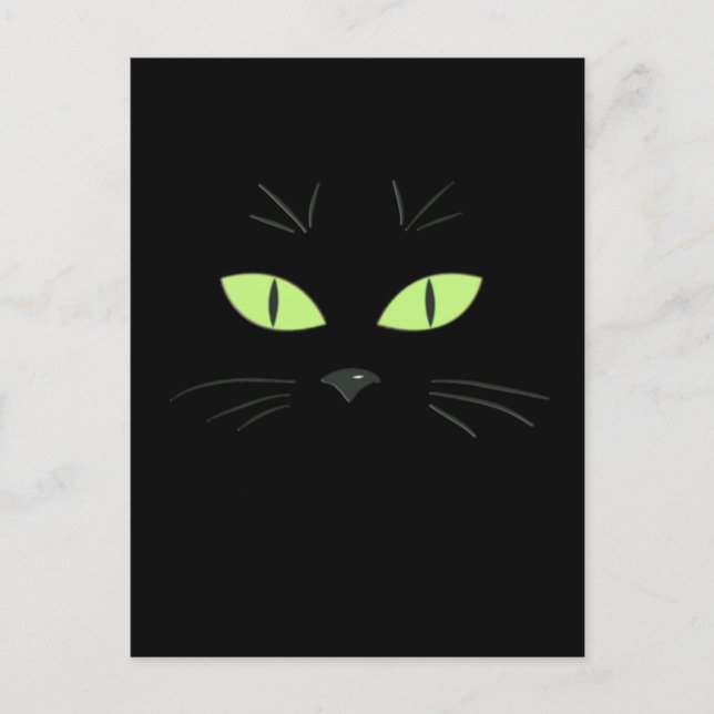 Spooky Black Cat Face Happy Halloween Postcard (Front)