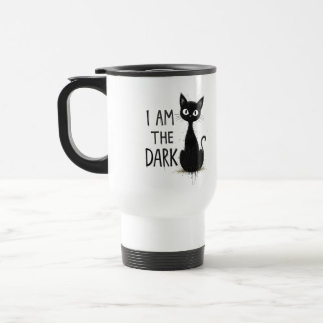 Spooky Black Cat Gothic Aesthetic Travel Mug (Left)