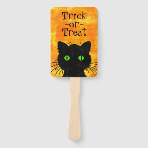 Spooky Black Cat Halloween Hand Fan
