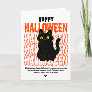 Spooky Black Cat Halloween Holiday Card