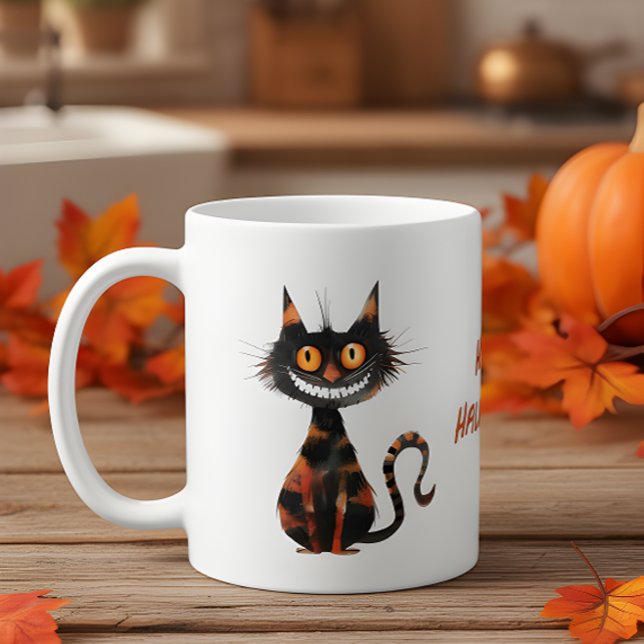 Spooky Black Cat Halloween Illustration Style Coffee Mug (Creator Uploaded)