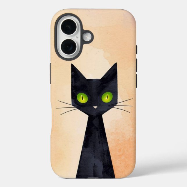 Spooky Black Cat Halloween iPhone 16 Tough Case (Back)
