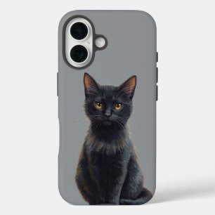 Spooky Black Cat Halloween iPhone 16 Tough Case. iPhone 16 Case