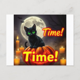 Spooky Black Cat Halloween Postcard