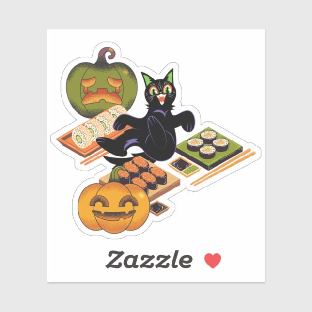 Spooky Black Cat & Halloween Sushi Feast (Sheet)