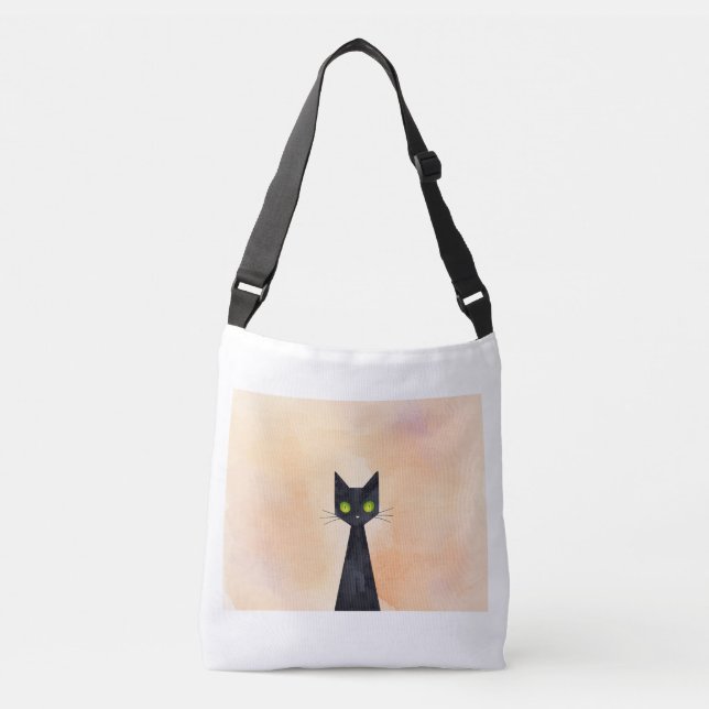 Spooky Black Cat Halloween Tote Bag. (Front)