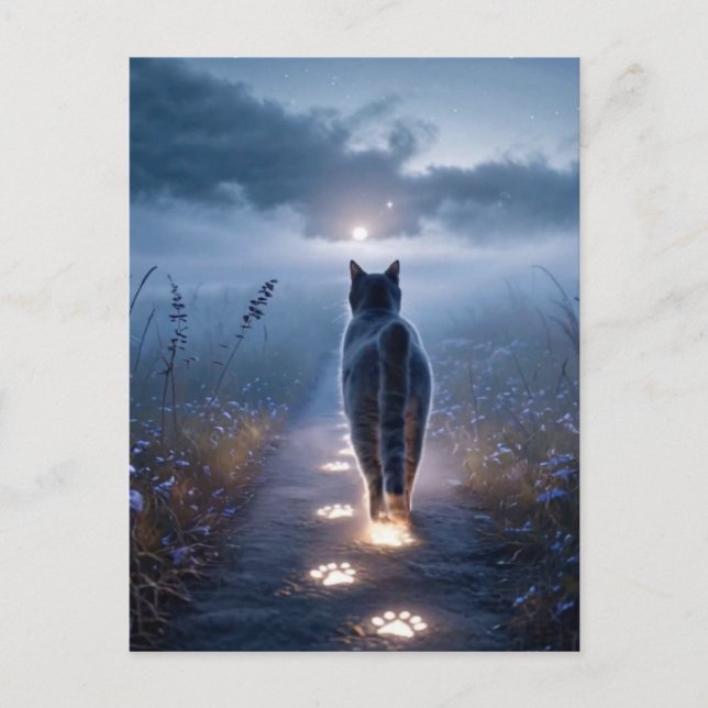Spooky Black Cat Halloween Wallpaper — 2025 Night! Holiday Postcard (Front)
