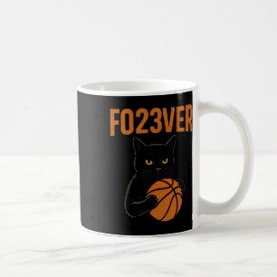 Spooky Black Cat Holding Sketll Halloween Scene Coffee Mug