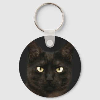 Spooky black cat key ring
