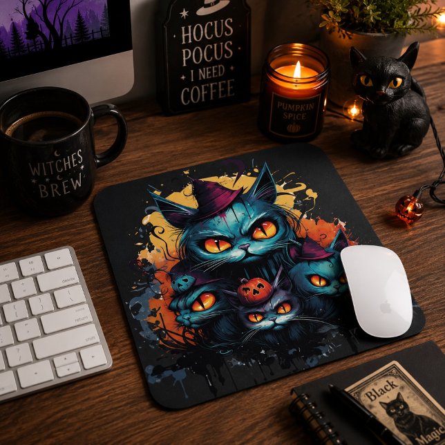 Spooky Black Cat Mouse Mat (Creator Uploaded)