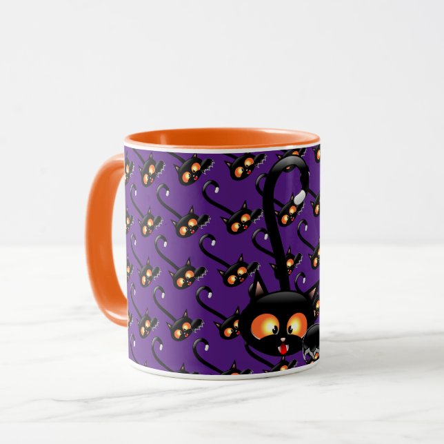 Spooky Black Cat Mug (Front Left)