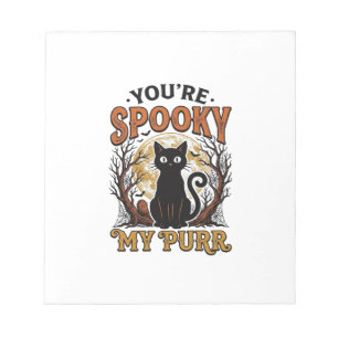 Spooky Black Cat Pun Halloween Vintage Engraving S Notepad
