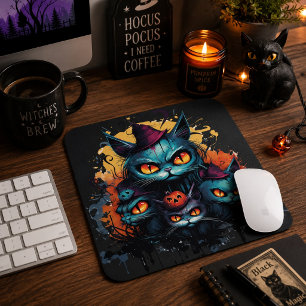 Spooky Black Cat T-Shirt Mouse Mat