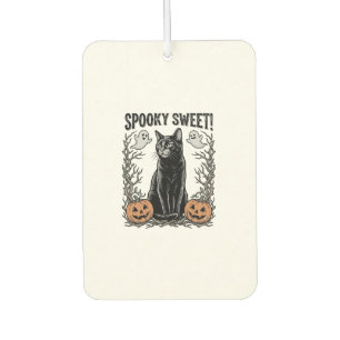 Spooky Black Cat Vintage Halloween Engraving Shirt Car Air Freshener