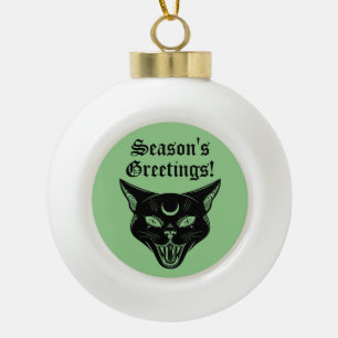 Spooky Black Cat Witchy Horror Christmas Ornament