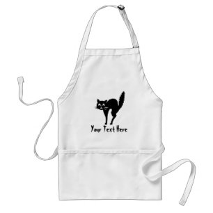spooky black cat with arched back halloween standard apron