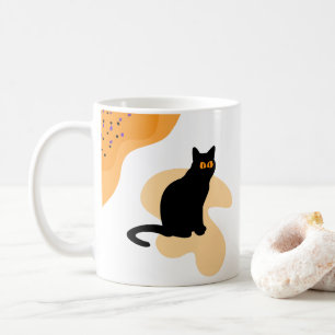 Spooky Black Cat with Creepy Eyes Halloween Gift Coffee Mug