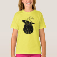 Spooky Black Cat Wizard Hat Halloween Design